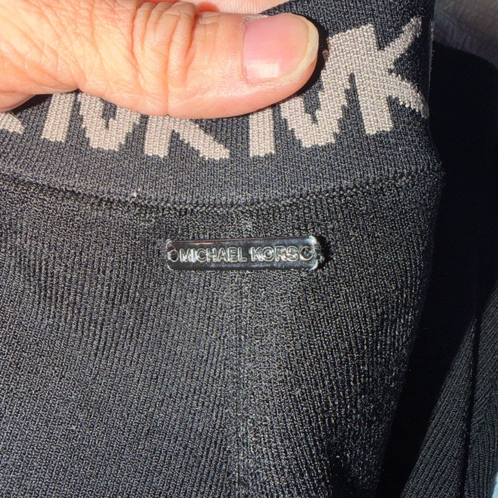 Michael Kors Men's Black Crewneck Sweater with Gray Logo Trim